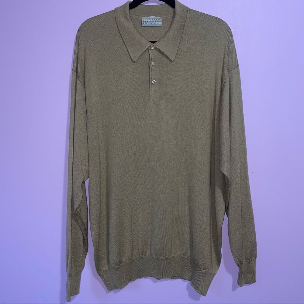 Gran Sasso Per L'Uomo Italy Luxury Knit Polo Sweater Men XXXL Wool Cashmere Silk